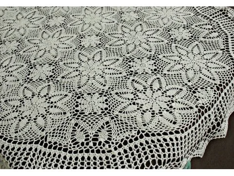 Obrus szydełkowy 130 x 180 cm 4660 Biały owal