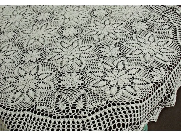 Obrus szydełkowy 130 x 180 cm 4660 Biały owal