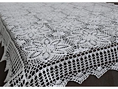 Obrus szydełkowy 140 x 220 cm 4660 Biały