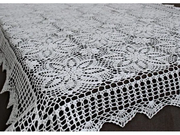 Obrus szydełkowy 140 x 220 cm 4660 Biały