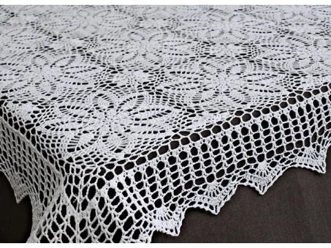 Obrus szydełkowy 140 x 220 cm 4660 Biały