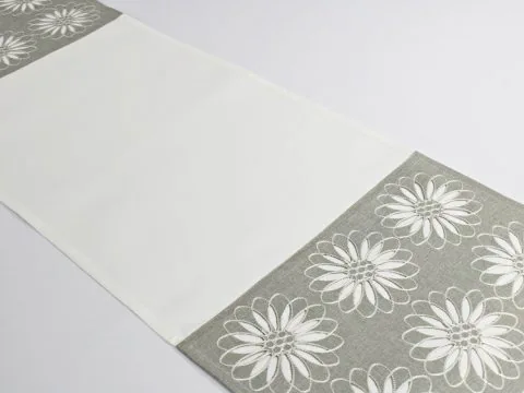 Haftowany Bieżnik 40 x 180 cm 14555 Kwiat szary szal