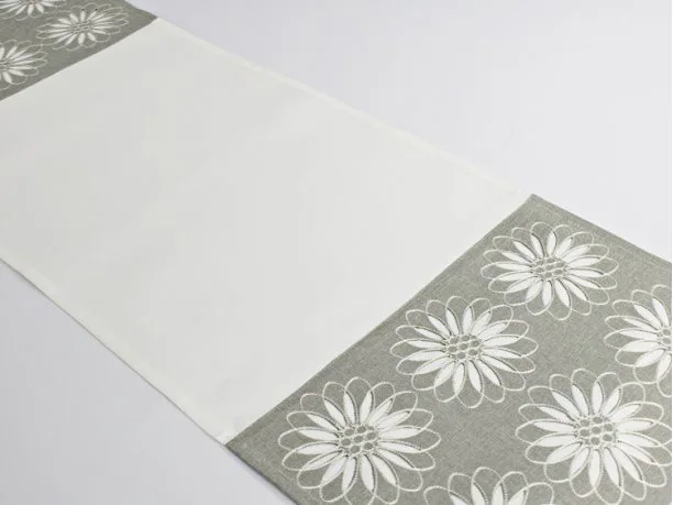 Haftowany Bieżnik 40 x 180 cm 14555 Kwiat szary szal