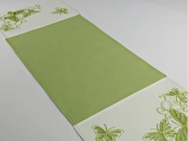 Haftowany Bieżnik 40 x 140 cm wz.15794 Motylki zielone