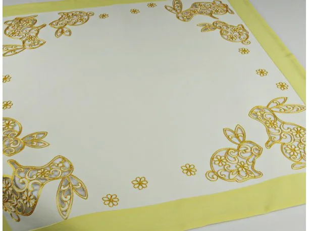 Haftowany bieżnik świąteczny 85 x 85 cm wz.15721 zajączek żółty