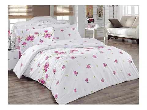 Pościel z bawełny 200 x 220 Fleur Pink Exclusive Premium