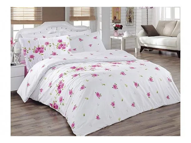 Pościel z bawełny 200 x 220 Fleur Pink Exclusive Premium