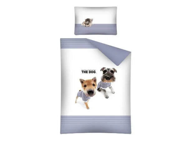 Pościel dla dzieci do łóżeczka - biała, granatowa, czarna, brązowa - 100x135 cm - Dog 15 A - Detexpol