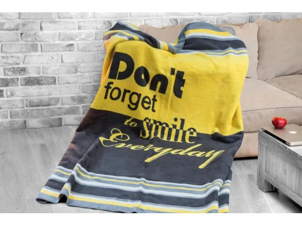 Koc Glamour Smile - szary, żółty, grafitowy, czarny - 150x200 cm - Greno