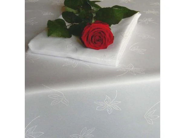 Obrus plamoodporny 130x180 cm biała koniczynka- owalny - biały