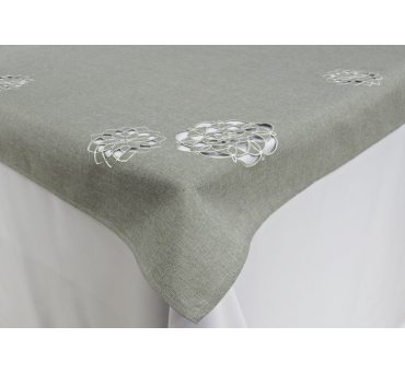Haftowany Obrus 110x160 cm - int 14604 - Kwiat Szary Haftowany Obrus 110x160 cm - int 14604 - Kwiat Szary