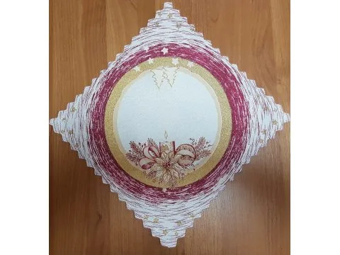 Serwetka Świąteczna 30x30 cm Biało-Bordowa ze Złotem – Podkładka pod Stroik