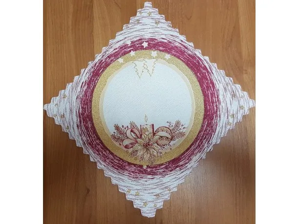 Serwetka świąteczna biały, bordowy, złoty stroik - 30 x 30 cm
