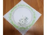 Ząbkowana Serweta Bożonarodzeniowa 30x30 cm – Pastelowa Zieleń i Srebro
