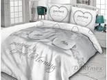 Pościel bawełniana - Vintage - biało, szay - Good Morning - 160x200 - wz. 61416/1