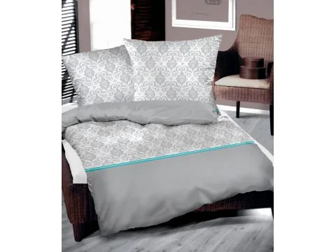 Pościel z Bawełny biało popielaty secesyjny - wzór - Paradis 220x200 Bielbaw