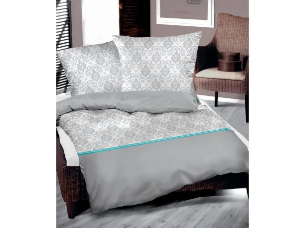 Pościel z Bawełny biało popielaty secesyjny - wzór - Paradis 220x200 Bielbaw
