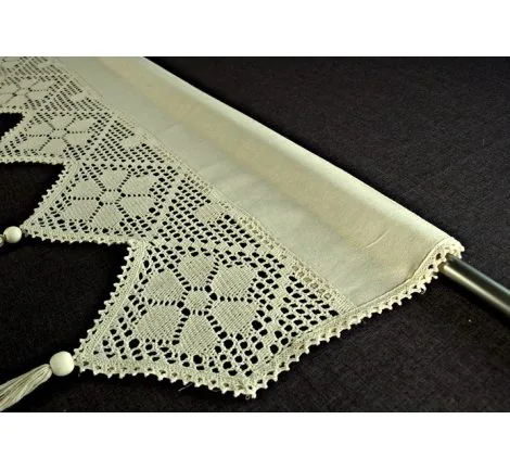 Zazdrostka z koronką z frędzlami - Village - Beż - 30x70 - firana 243
