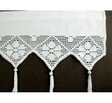 Zazdrostka z koronką z frędzlami - Village - Biały - 30x200 - firana 243