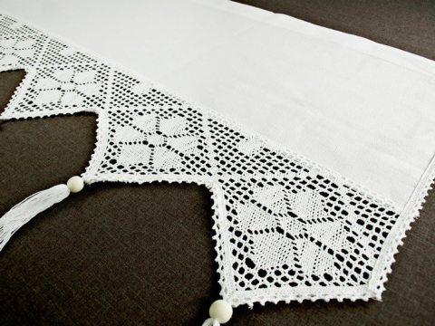 Zazdrostka - z koronką z frędzlami - Village - Biały - 50x200 - firana  243