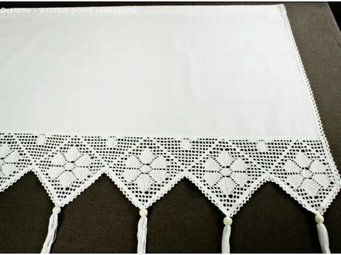 Zazdrostka - z koronką z frędzlami - Village - Biały - 70x100 - firana 243
