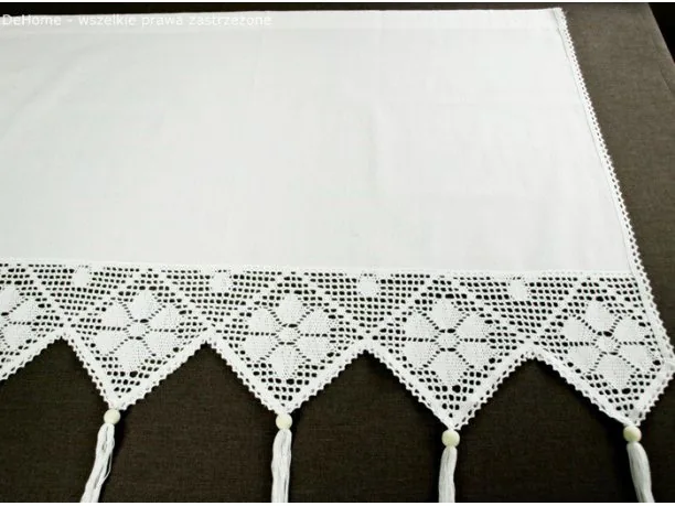 Zazdrostka - z koronką z frędzlami - Village - Biały - 70x100 - firana 243