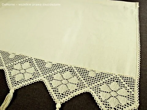 Zazdrostka - z koronką z frędzlami - Village - Beż - 70x100 - firana 243