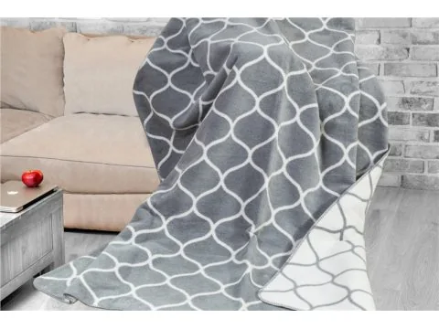 Koc Glamour Biało popielaty Decor - 150x200 Greno