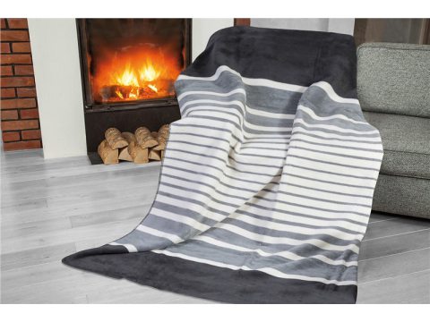 Koc Glamour Pasy grafitowe popielate Simple Stalowy - 150x200 Greno