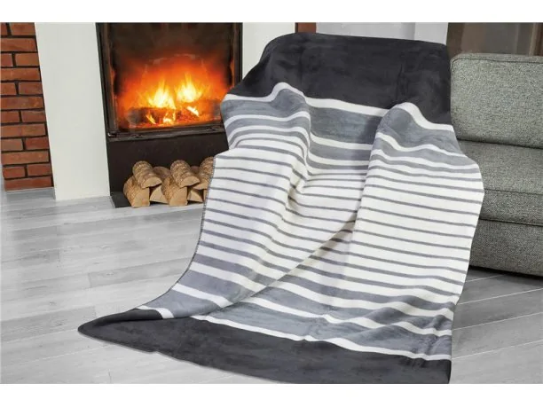 Koc Glamour Pasy grafitowe popielate Simple Stalowy - 150x200 Greno