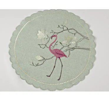 Serwetka okrągła średnica 28 cm z haftem Flaming