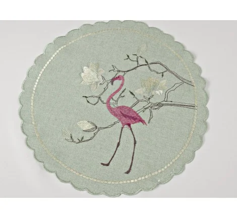 Serwetka haftowana - Flaming - śr. 28 cm - miętowy - 17412