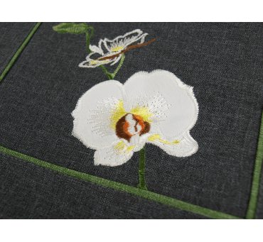 Haftowana serwetka - Orchidea - grafit - 30 x 30 cm - 9419 Haftowana serwetka - Orchidea - grafit - 30 x 30 cm - 9419