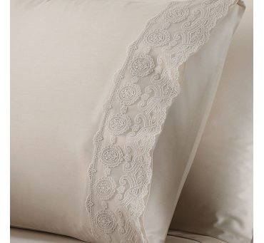 Ekskluzywna pościel satynowa z koronką - Arian Beige - 200x220 - Tivolyo Ekskluzywna pościel satynowa z koronką - Arian Beige - 200x220 - Tivolyo