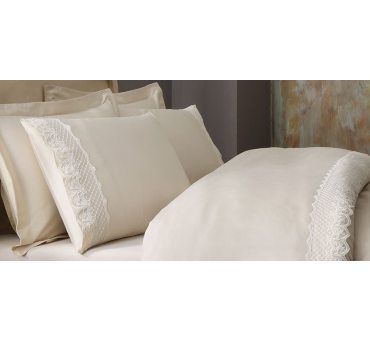 Ekskluzywna pościel satynowa z koronką - Olivia Beige  - 200x220 - Tivolyo Ekskluzywna pościel satynowa z koronką - Olivia Beige  - 200x220 - Tivolyo