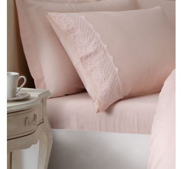 Ekskluzywna pościel satynowa z koronką - Olivia Pink - 200x220 - Tivolyo Ekskluzywna pościel satynowa z koronką - Olivia Pink - 200x220 - Tivolyo