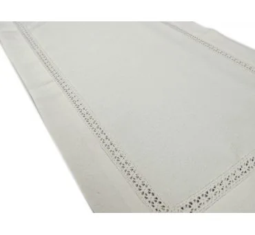 Bieżnik biały z koronką 50x100 nowoczesny dekoracyjny