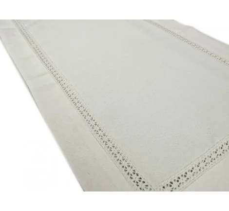 Bieżnik biały z koronką 50x100 nowoczesny dekoracyjny
