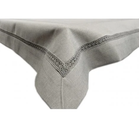 Obrus dekoracyjny z koronką - Popielaty - 150x300 cm 264 P