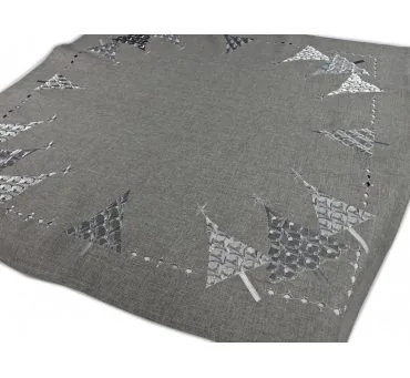 Bieżnik Świąteczny Popielato-Srebrna Choinka 85x85 cm – Elegancka Dekoracja Stołu na Boże Narodzenie