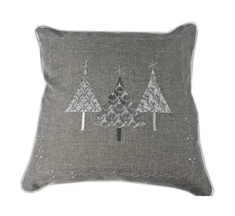 Poszewka Haftowana - Świąteczna - 40x40 Popielato srebrna Choinka int 17950