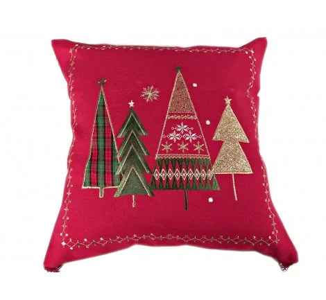 Poszewka Haftowana - Świąteczna - 40x40 Czerwono złota Choinka int 17424