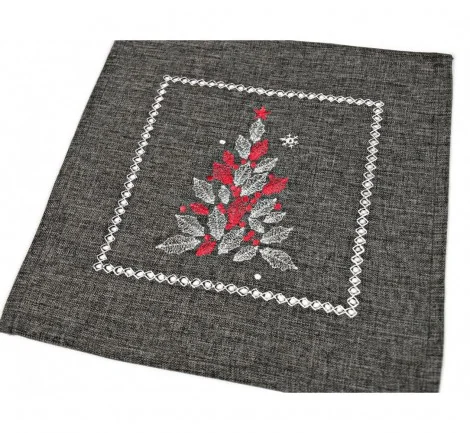 Serwetka świąteczna - Czerwono srebrna choinka - 25 x 25 cm int 17762