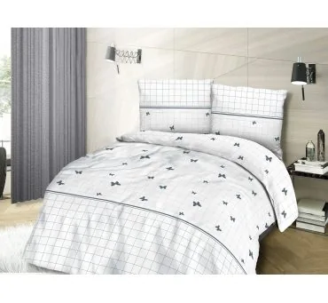 Pościel z bawełny - Szare Motylki - 220x200 - 71405/1 Cottonlove
