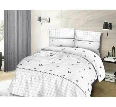Pościel z bawełny - Szare Motylki - 220x200 - 71405/1 Cottonlove