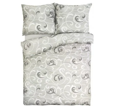 Pościel z satyny - Sweet Home - biało - szare - esy floresy - 200x220 cm - Bonus 35 - wz. 17758/11 - Andropol