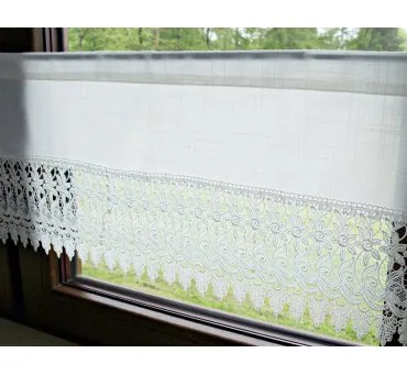 Zazdrostka Ecru 30x70 Village – Firana z Gipiurą Jasny Krem do Kuchni i Jadalni