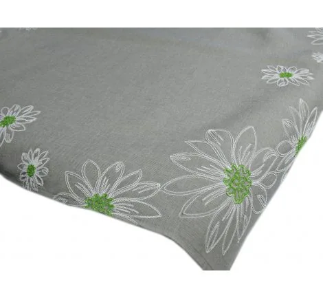 Bieżnik Haftowany - Biały Kwiat - 85x85 - Szary 8128