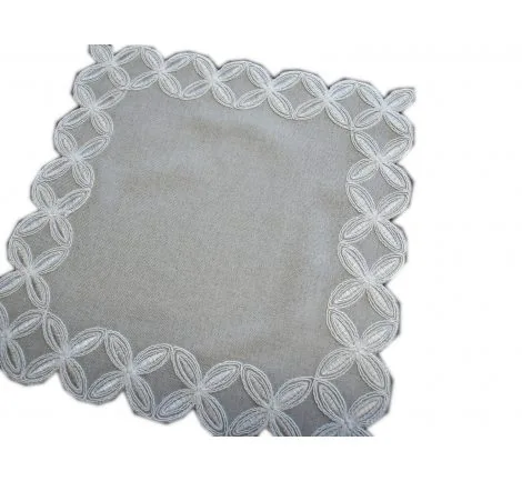 Elegancka Serwetka Haftowana 30x30 cm – Szara z Haftem