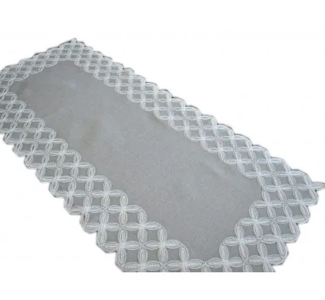 Haftowany Bieżnik - Kwiatki - 40x140 - Szary 8002-1 szal